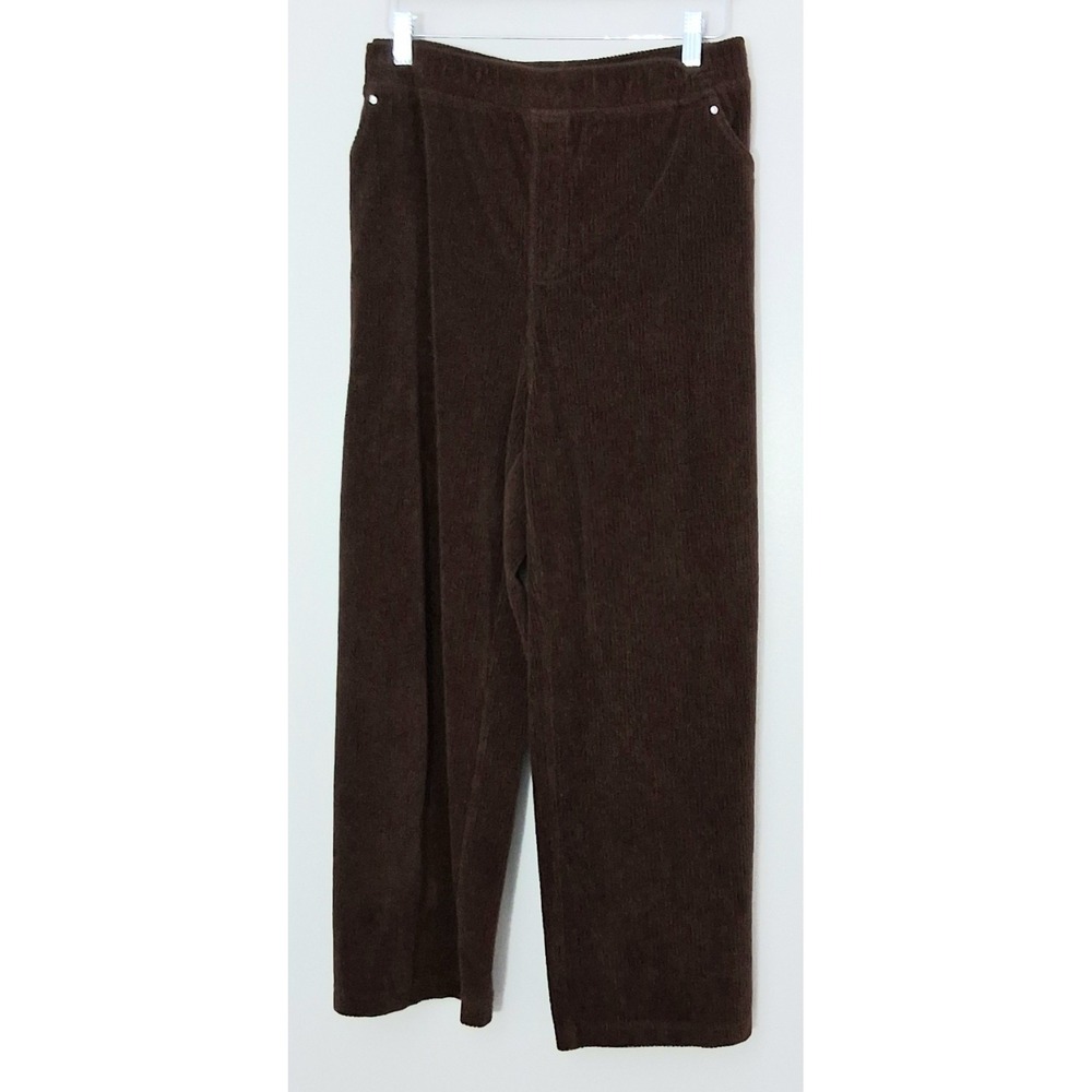 Quacker Factory Corduroy Pants Women's Size 2X Brown Pull-On Gaucho Wide Leg